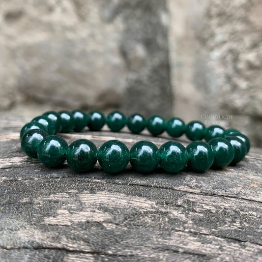 Free sized Green Jade crystal beads bracelet - Handmade with natural 8mm gemstones, this unisex jewellery is a perfect spiritual gift