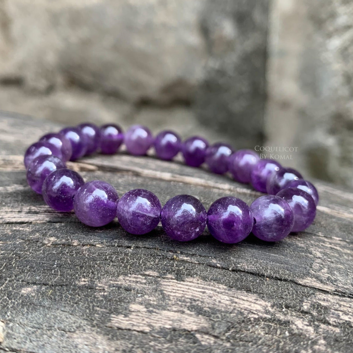 Buy REBUY Amethyst Bracelet Natural Healing Gem Stone Bracelet for Men &  Women, Color Purple, Bead Size 8 mm, at Amazon.in