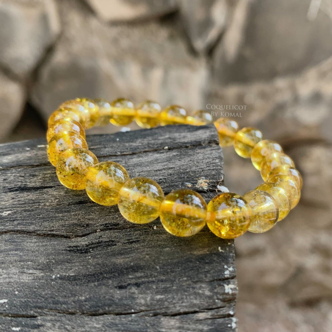Yellow Stone Citrine Bracelet Natural Crystal Bracelet 12MM Beads Size AAA  Quality