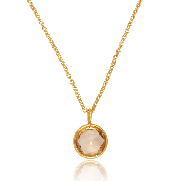 White Gold Round Citrine Pendant | Fox Fine Jewelry