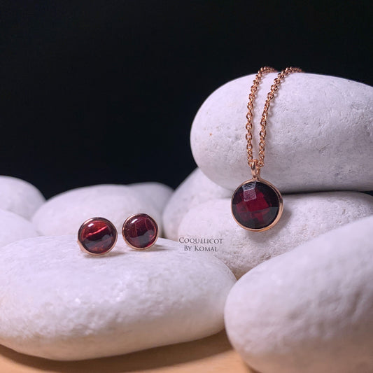 Garnet Necklace and Earrings Set