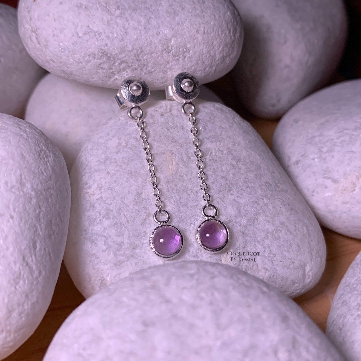 Amethyst drop earrings 925 Sterling Silver Jewellery for women in India