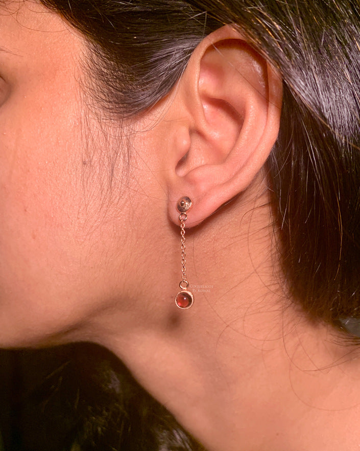 Garnet drop earrings 925 Sterling Silver with Rose Gold plating Jewellery for women