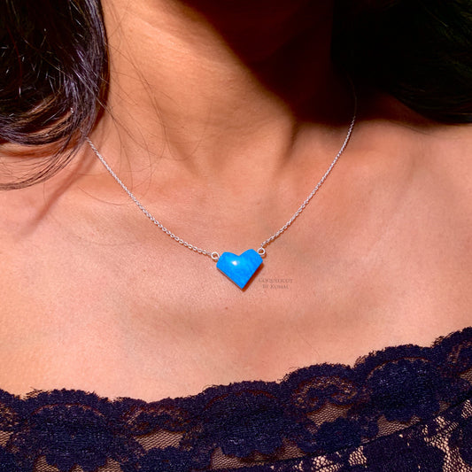 Amour - Turquoise Heart Necklace - 92.5 Sterling Silver