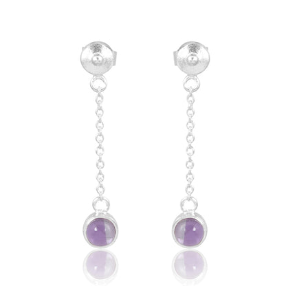 Amethyst drop earrings 925 Sterling Silver Jewellery for women