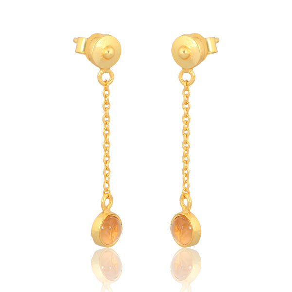 Citrine drop earrings 925 Sterling Silver with 18K Gold plating Jewellery for women