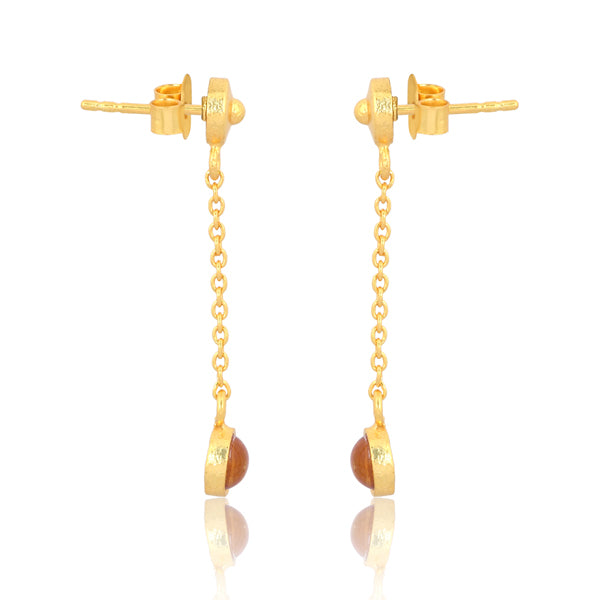 Citrine drop earrings 925 Sterling Silver with 18K Gold plating Jewellery for women
