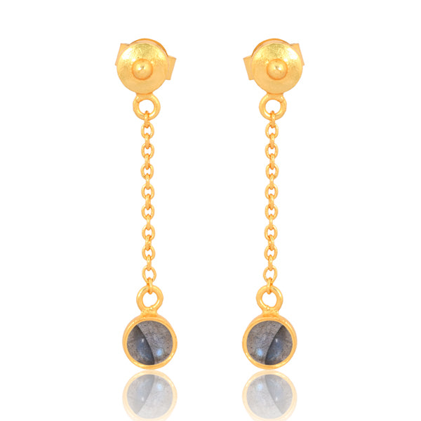 Labradorite drop earrings 925 Sterling Silver with 18K Gold plating Jewellery for women