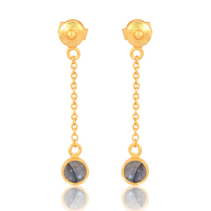 Labradorite drop earrings 925 Sterling Silver with 18K Gold plating Jewellery for women