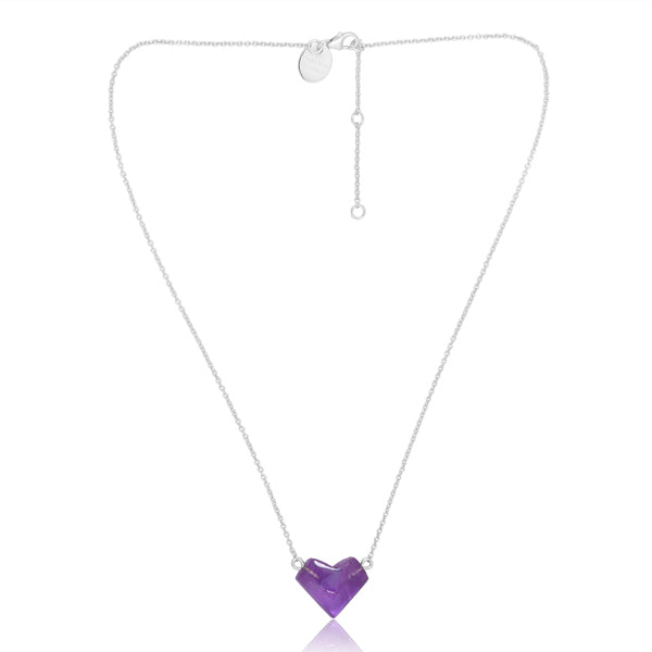 Amour - Amethyst Heart Necklace - 92.5 Sterling Silver