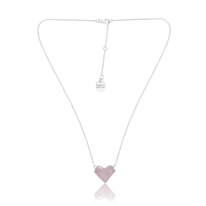 Amour - Rose Quartz Heart Necklace - 92.5 Sterling Silver
