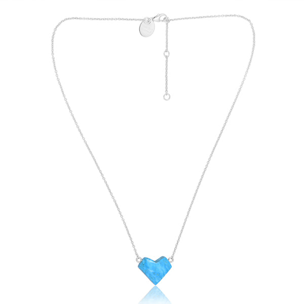 Amour - Turquoise Heart Necklace - 92.5 Sterling Silver